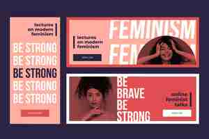 Free vector feminism banners template with photo