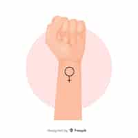 Free vector feminism composition with flat fist