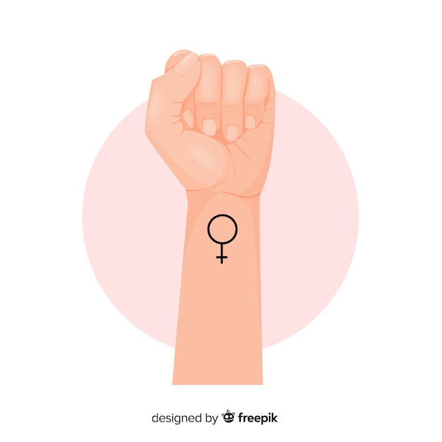 Feminism composition with flat fist