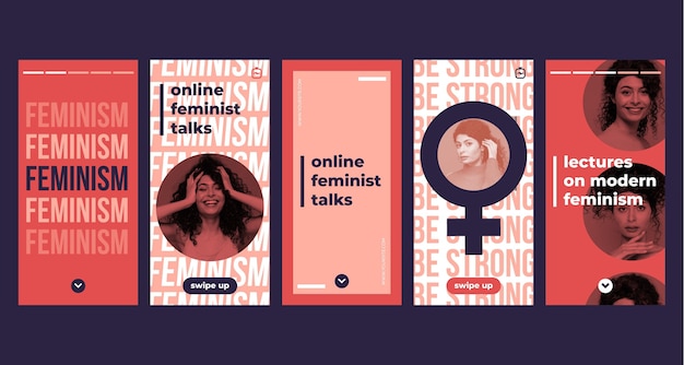 Free vector feminism instagram stories template with photo