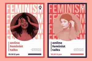 Free vector feminism poster template with photo