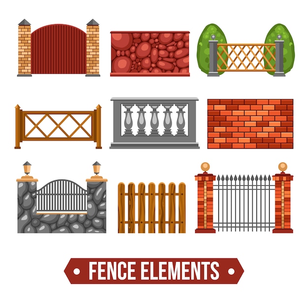 Fence Design Elements Set