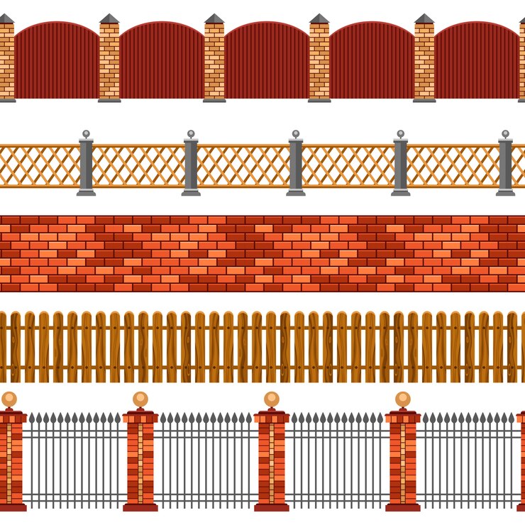 Free Vector fence seamless border set
