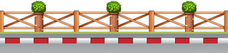 Free Vector fence with plant and roadside