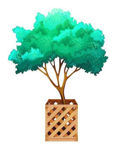 Free vector a fenced tree