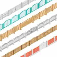 Бесплатное векторное изображение Заборы и ворота изометрии
