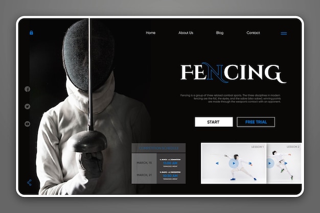 Free vector fencing landing page website