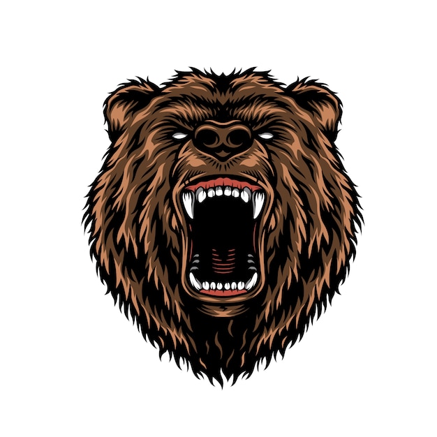 Ferocious aggressive bear head colorful concept