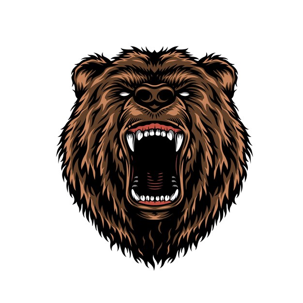 Свирепый агрессивный медведь голова красочная концепция