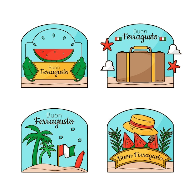 Free vector ferragosto hand drawn label set