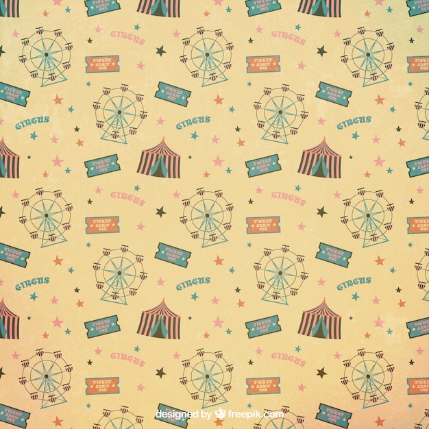 Free vector ferris wheel and circus tent pattern