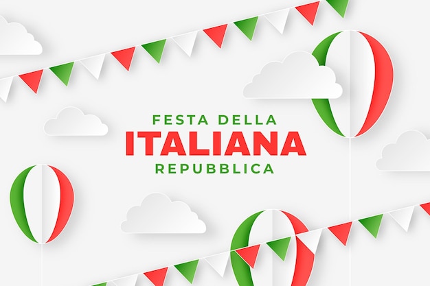 Vettore gratuito illustrazione di festa della repubblica in stile carta