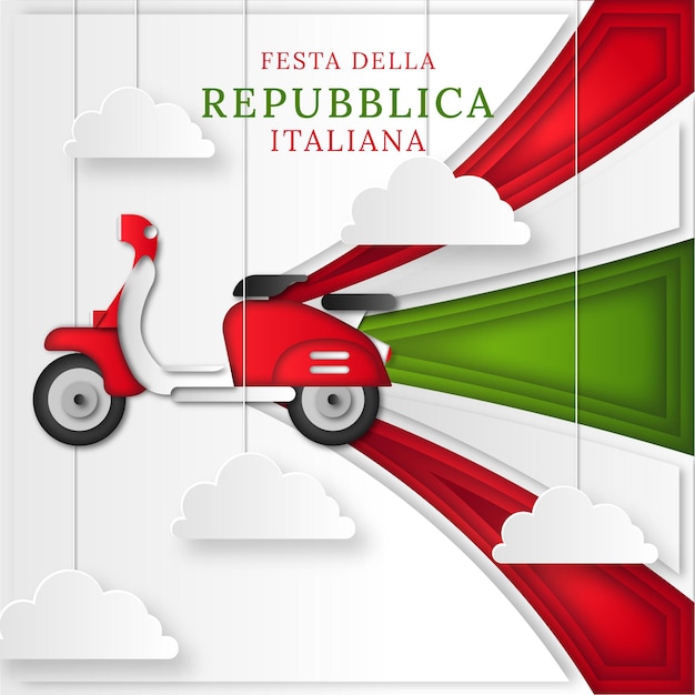 Illustrazione di festa della repubblica in stile carta