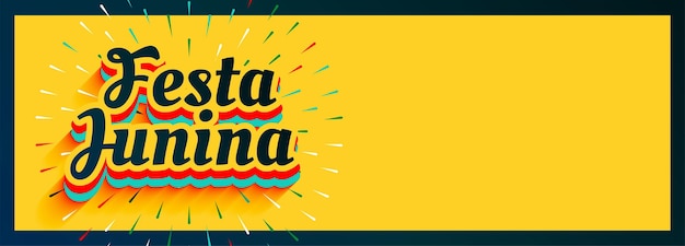 Festa junina 3d style text on yellow banner