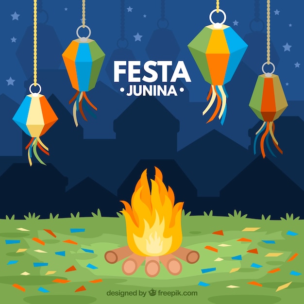 Festa junina фон с костром