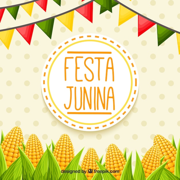 Vettore gratuito festa junina sfondo con cobs