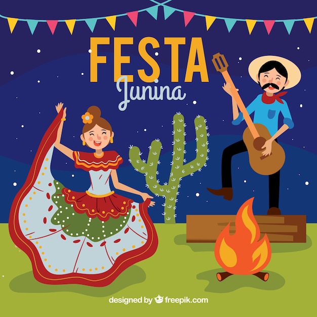 Free vector festa junina background with couple