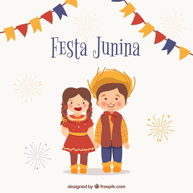 Festa junina background with cute couple