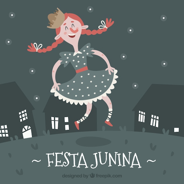 Festa junina background with girl dancing