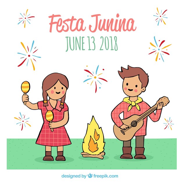 Festa junina background with kids playing