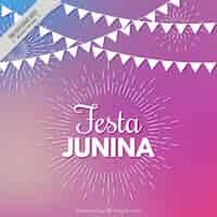 Vettore gratuito festa junina sfondo con linee e bandierine