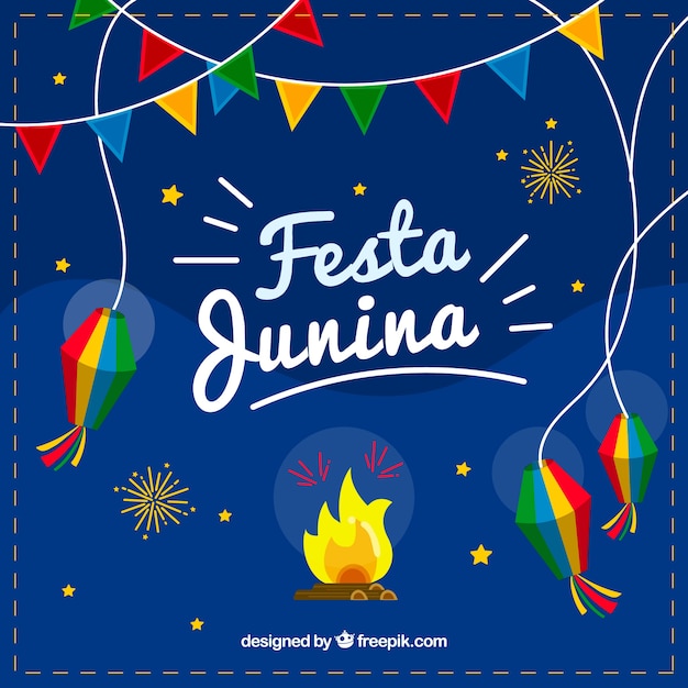 Free vector festa junina background with party elements