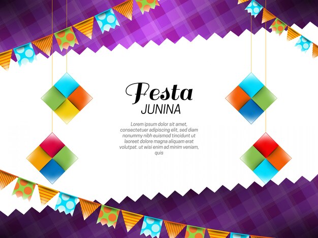 Festa junina background with pennants and paper decorations