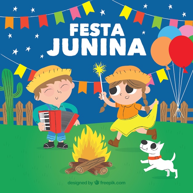 Festa junina фон с людьми, с удовольствием