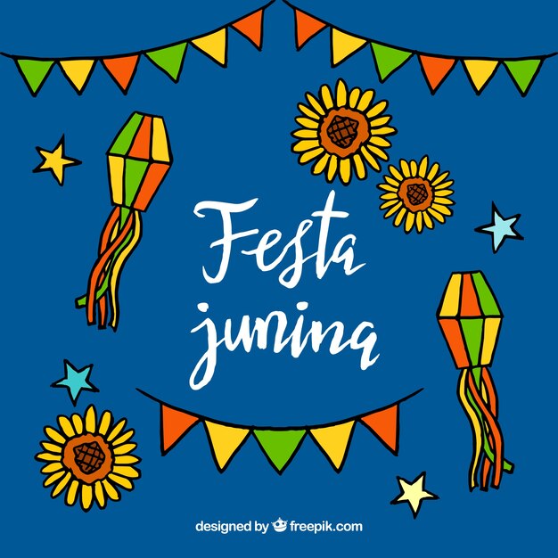 Festa junina background with traditional elements