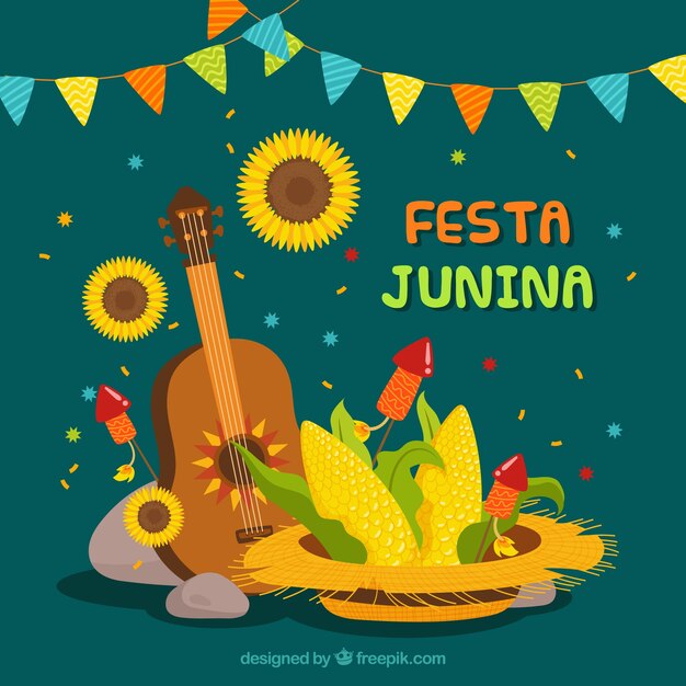 Free vector festa junina background with traditional elements