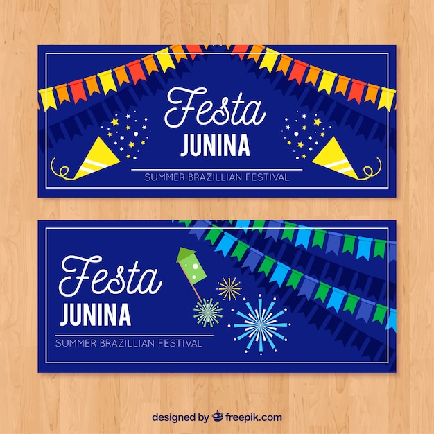 Free vector festa junina banner blue design