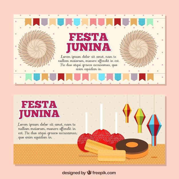 Festa junina banners with typical things