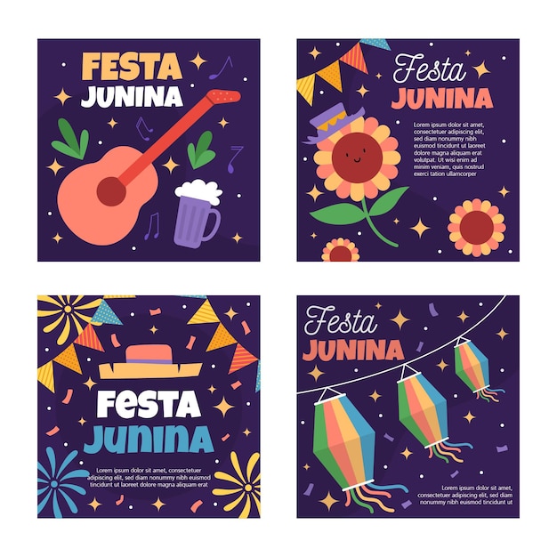 Festa junina card template collection theme