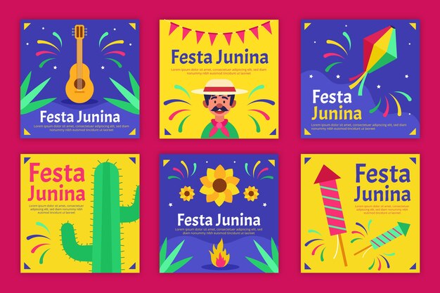 Free vector festa junina card template design