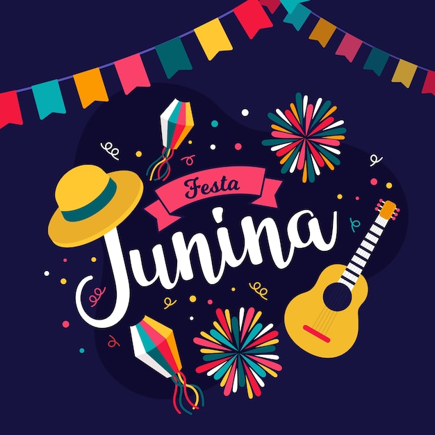 Free vector festa junina celebration concept