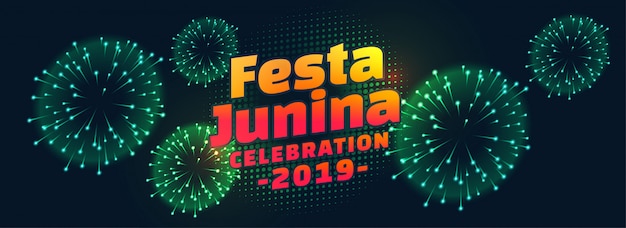 Festa junina celebration fireworks banner