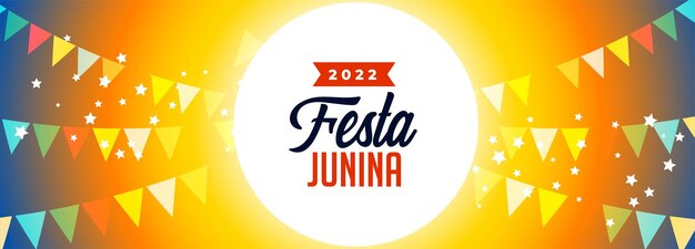 Free vector festa junina colors banner with party flags garland