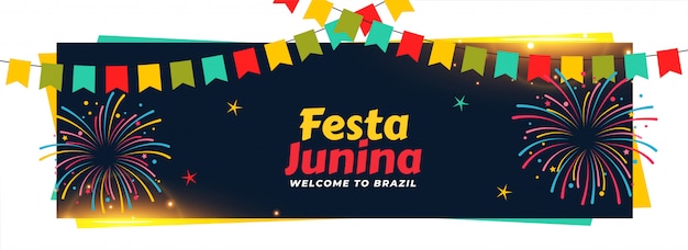 Vettore gratuito festa junina design di banner evento decorativo