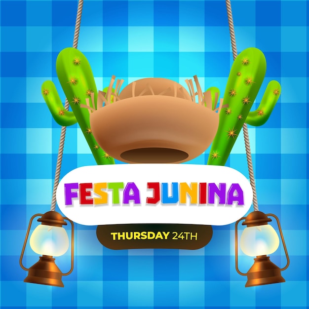 Vettore gratuito banner di celebrazione dell'evento festa junina