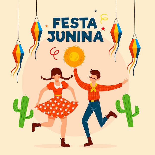 Free vector festa junina event hand drawn