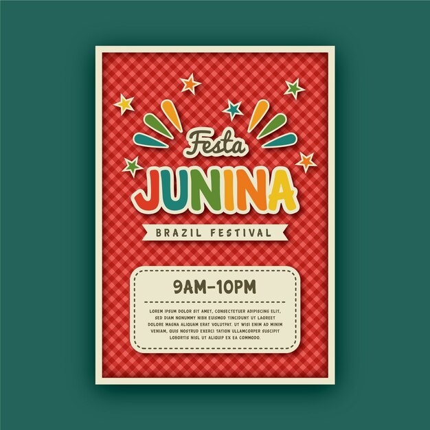 Шаблон флаера Festa junina в плоском дизайне