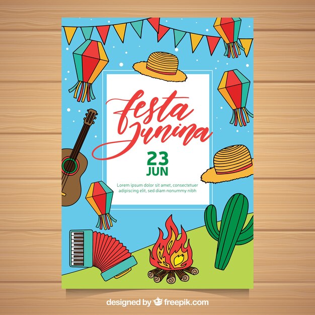Festa junina flyer with traditional elements