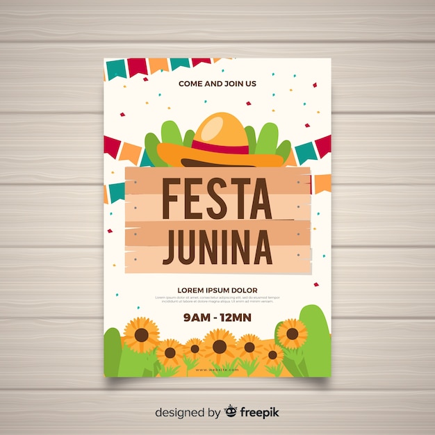 Vettore gratuito festa junina flyer