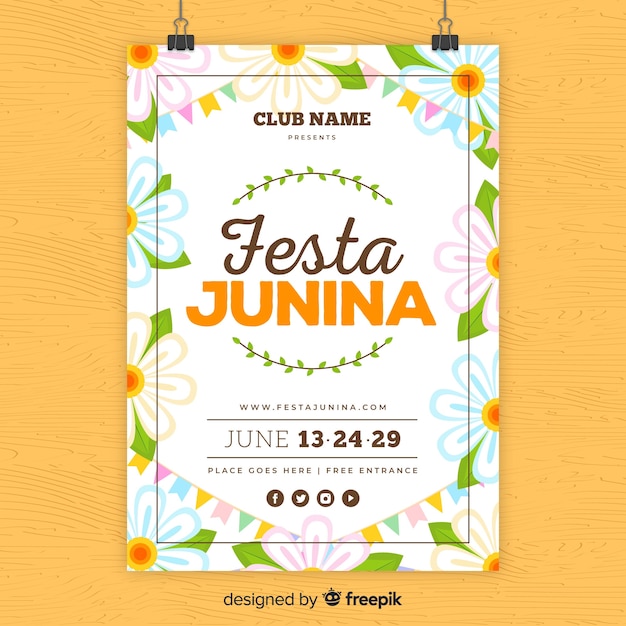 Vettore gratuito festa junina flyer