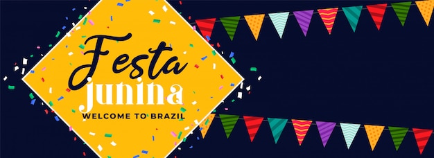 Vettore gratuito festa junina fun carnival banner design