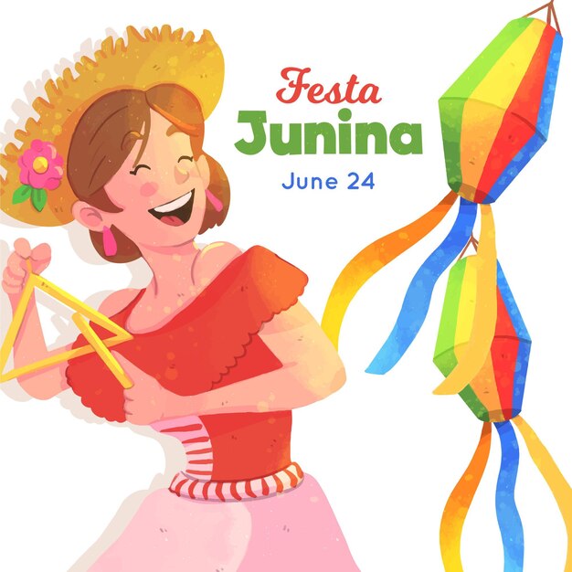 Festa junina illustration with woman