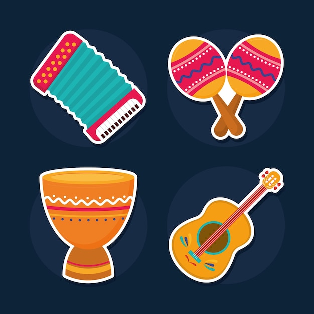 Free vector festa junina instruments icon set