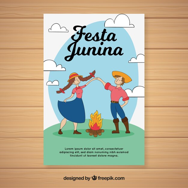 Пригласительный билет Festa junina с танцами на пару