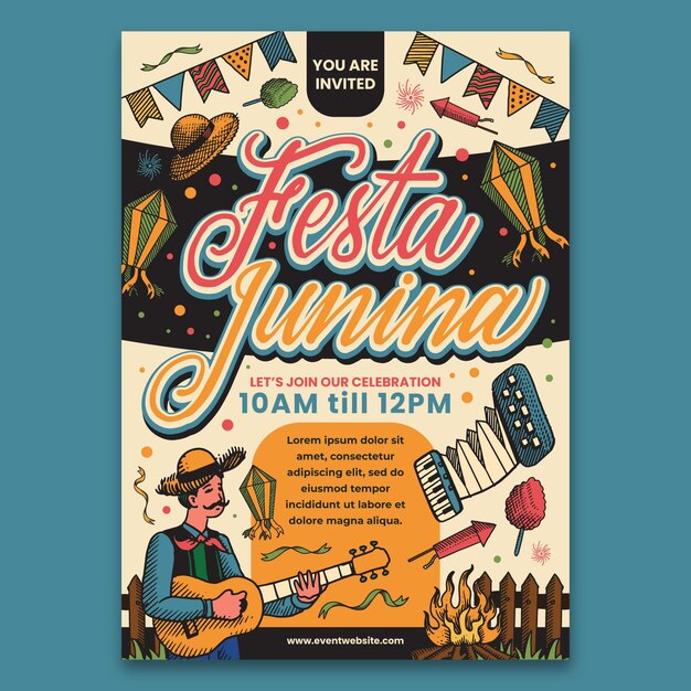 Festa junina poster template concept