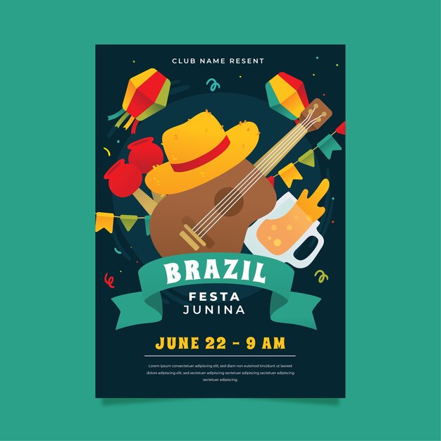 Festa junina тема шаблона плаката